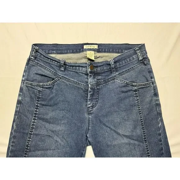 Orvis Women's Mid Rise Tapered Leg Crop Blue Denim Jeans - Size 10 (32x22.5)* - Picture 4 of 5